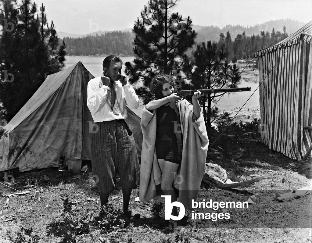 Victor Fleming and Norma Shearer during filming, 1924 (b/w photo)