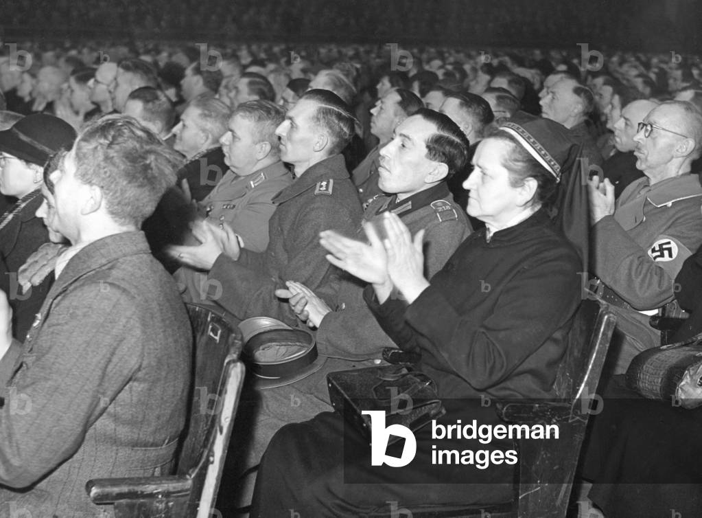 Listeners of Joseph Goebbels' speech in the Sportpalast, 1943
