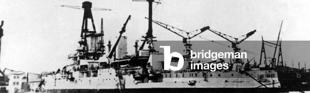 The battleship Bretagne, 1940 (b/w photo)