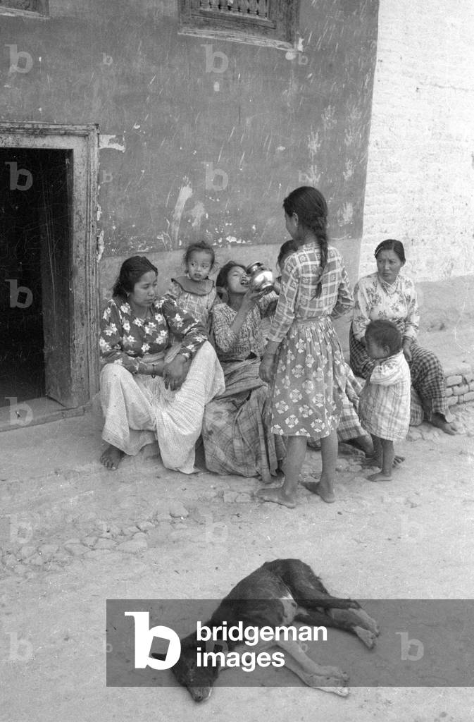 Children in Kathmandu, 1966 (b/w photo)