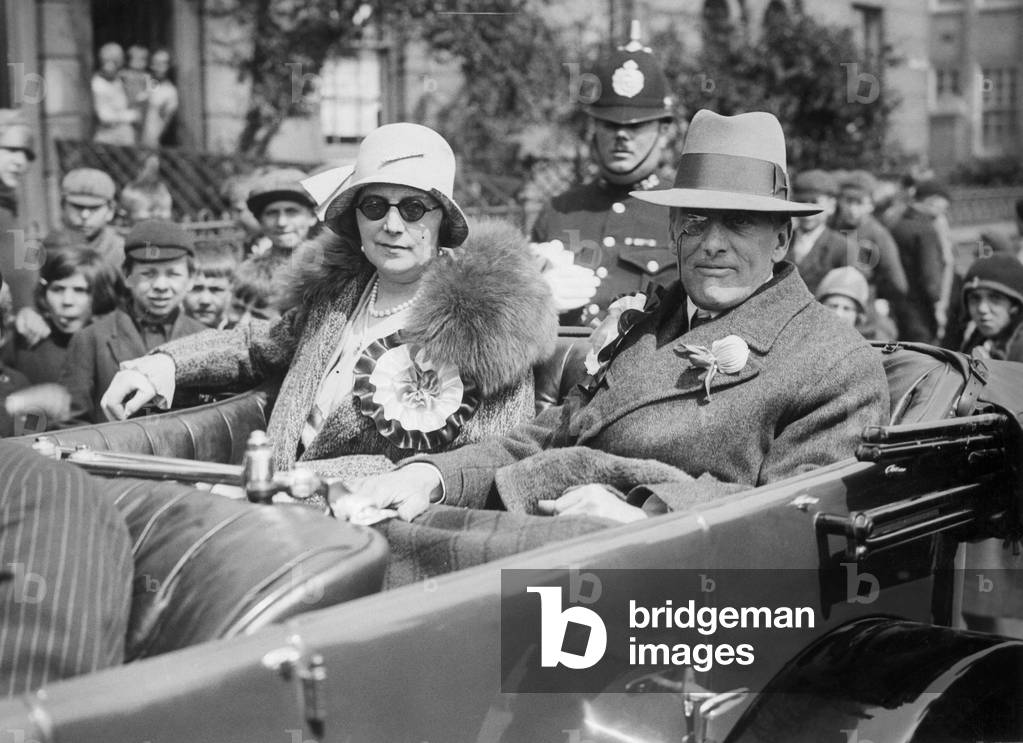 Austen Chamberlain with his wife, 1929 (b/w photo)