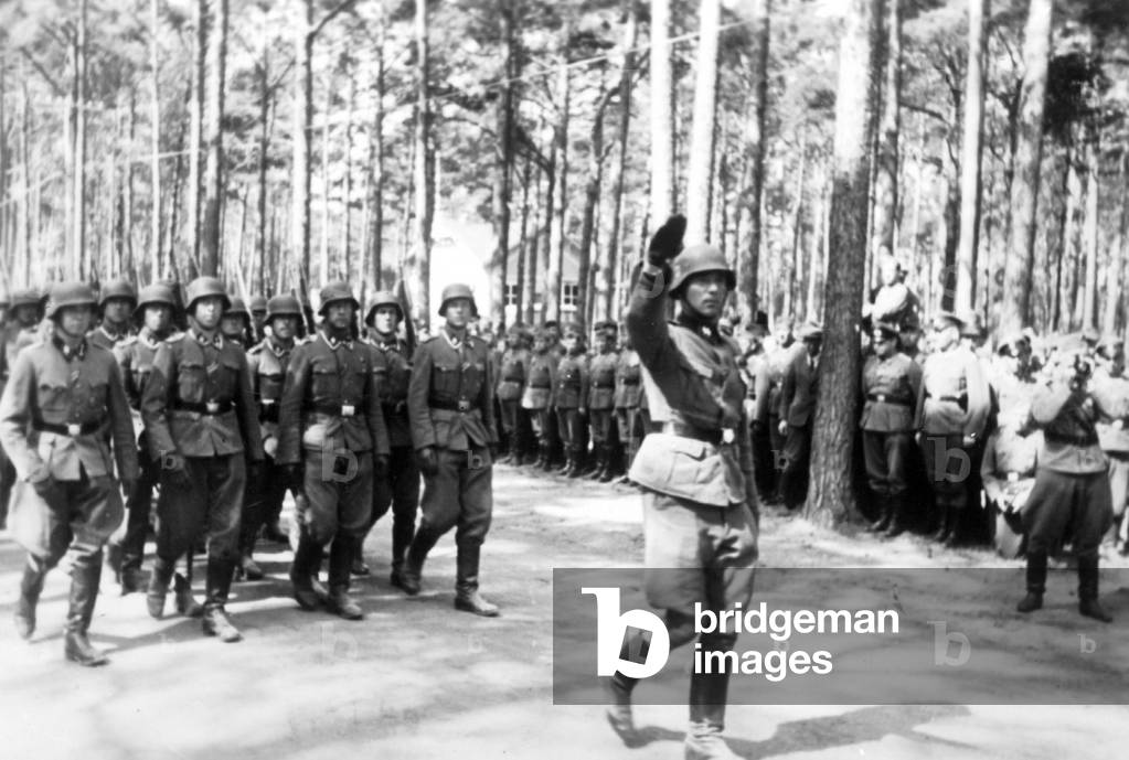 A Finnish battalion of the Waffen-SS, 1943 (b/w photo)