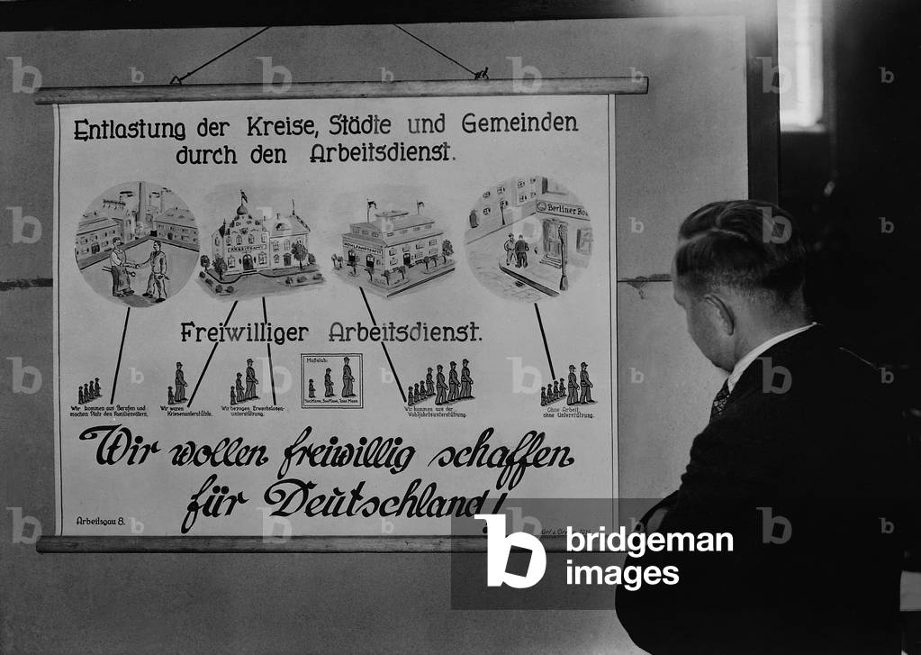 Exhibition of the volunteer Labor Service in Potsdam, 1934 (b/w photo)