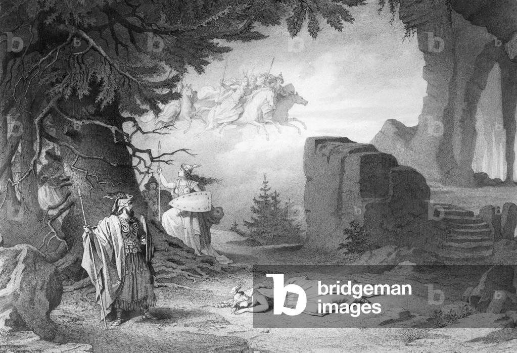 Nibelungen scene by Richard Wagner (b/w photo)
