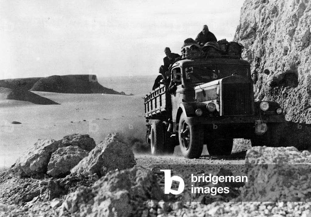 Italian truck in North Africa, 1942 (b/w photo)