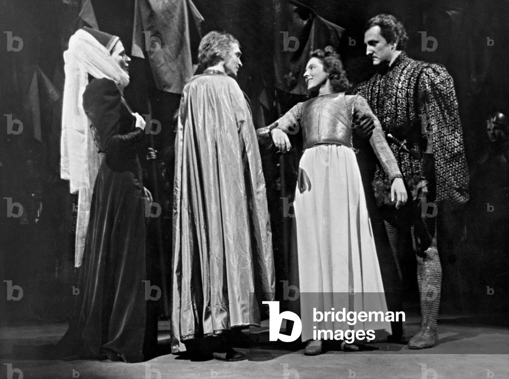 Gisela von Collande, Albin Skoda, and Angela Salloker in 'Joan of Arc,' 1942 (b/w photo)