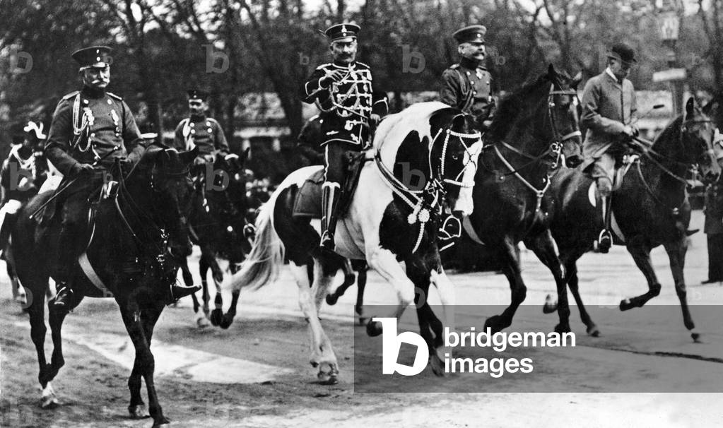Emperor Wilhelm II at a trot in Berlin, around 1910