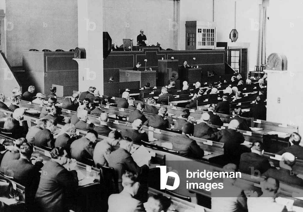 James Ramsay MacDonald at the World Economic Conference in London, 1933 (b/w photo)