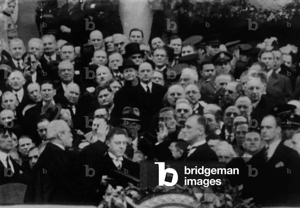 The swearing-in of Franklin D. Roosevelt, 1933 (b/w photo)