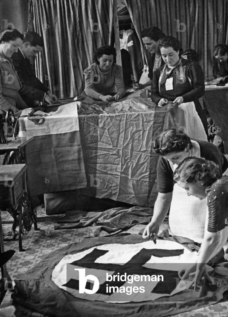 Making of flags at the Condor Legion in Spain, 1939