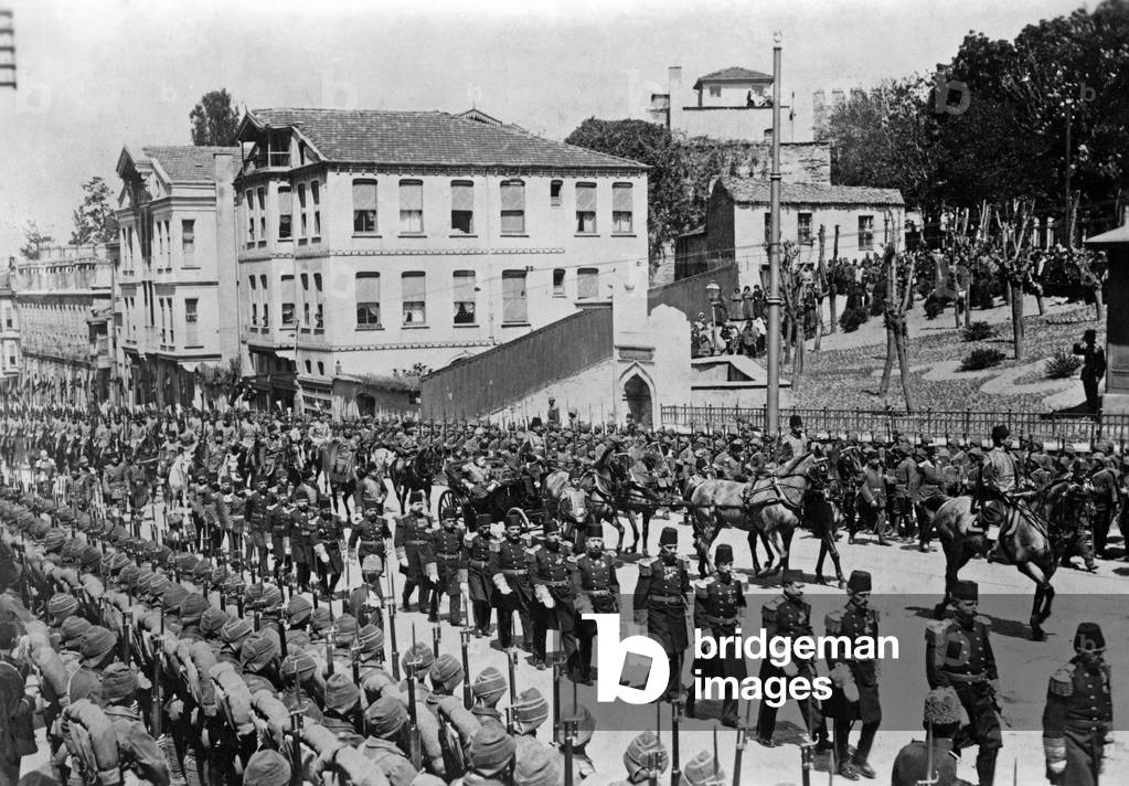 Victory Selamik (procession) of the Ottoman Sultan, 1915 (b/w photo)