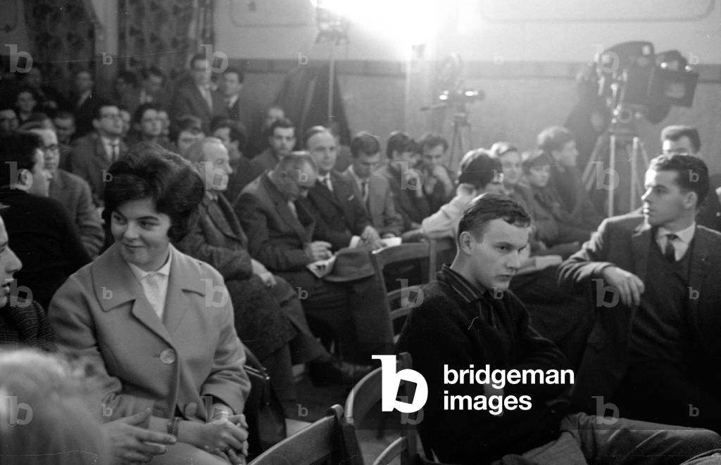 Johannes Dieckmann, President of the People's Chamber of the GDR, visits Marburg, 1961 (b/w photo)