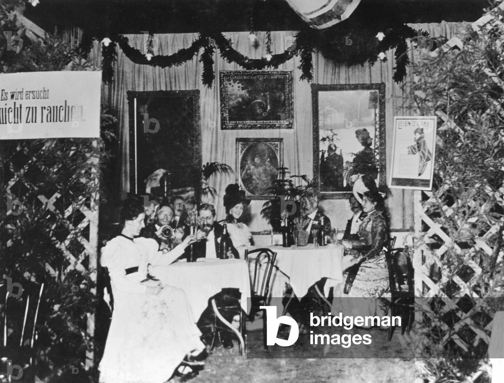 Charity event in Munich, 1890 (b/w photo)