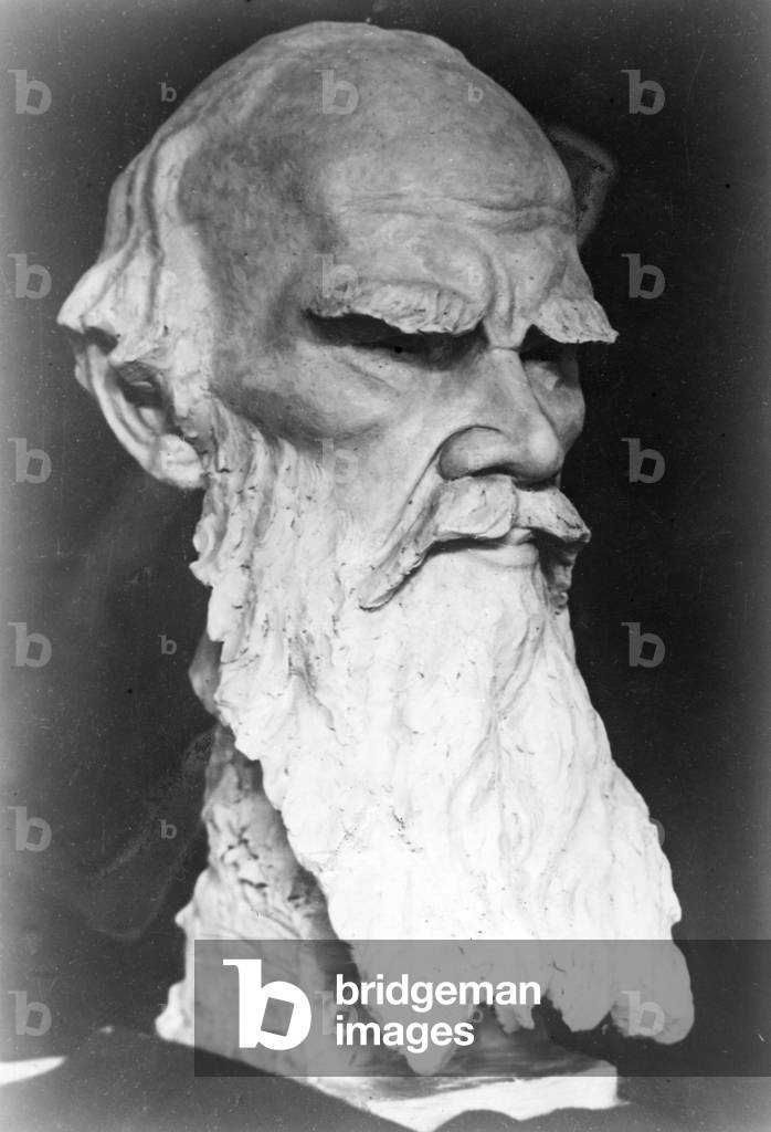 Bust of Count Lev Tolstoy, 1928 (b/w photo)