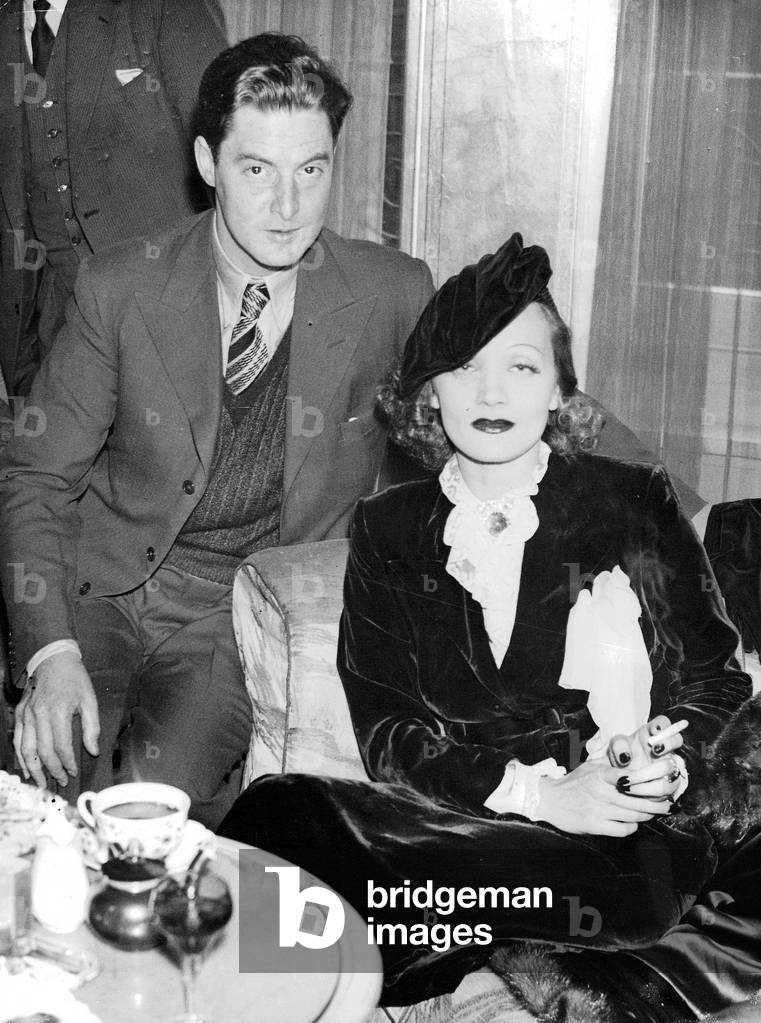 Marlene Dietrich and Robert Donat (b/w photo)