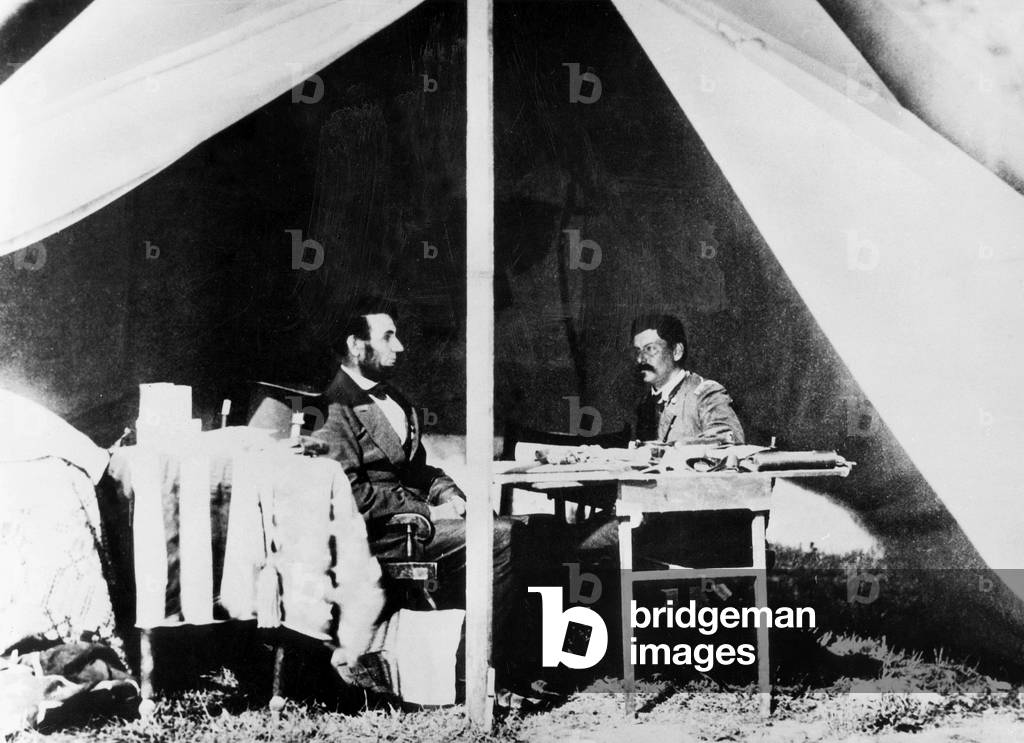 Abraham Lincoln and George Brinton McClellan, 1862 (b/w photo)