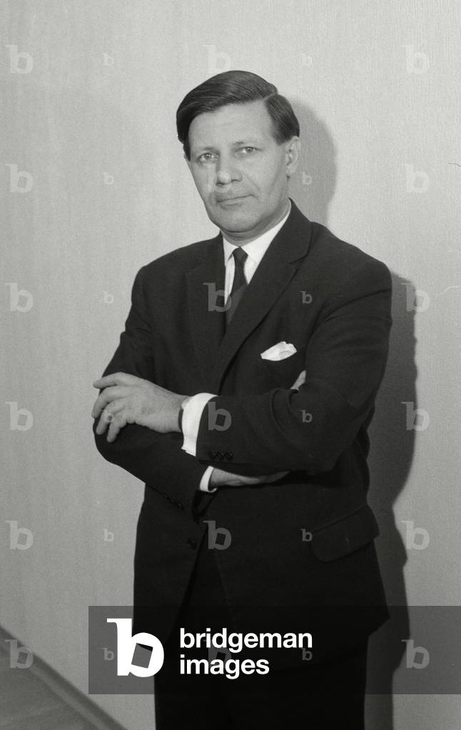 GERMAN Member of Parliament or delegate of the German Bundestag Helmut Schmidt  (b/w photo)