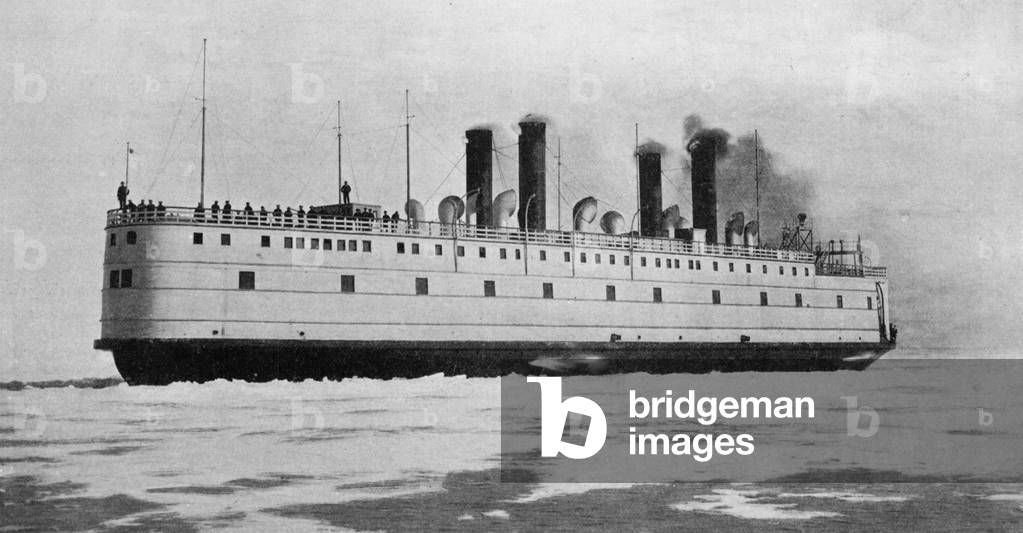 Trans-Siberian train ferry around 1900 (b/w photo)