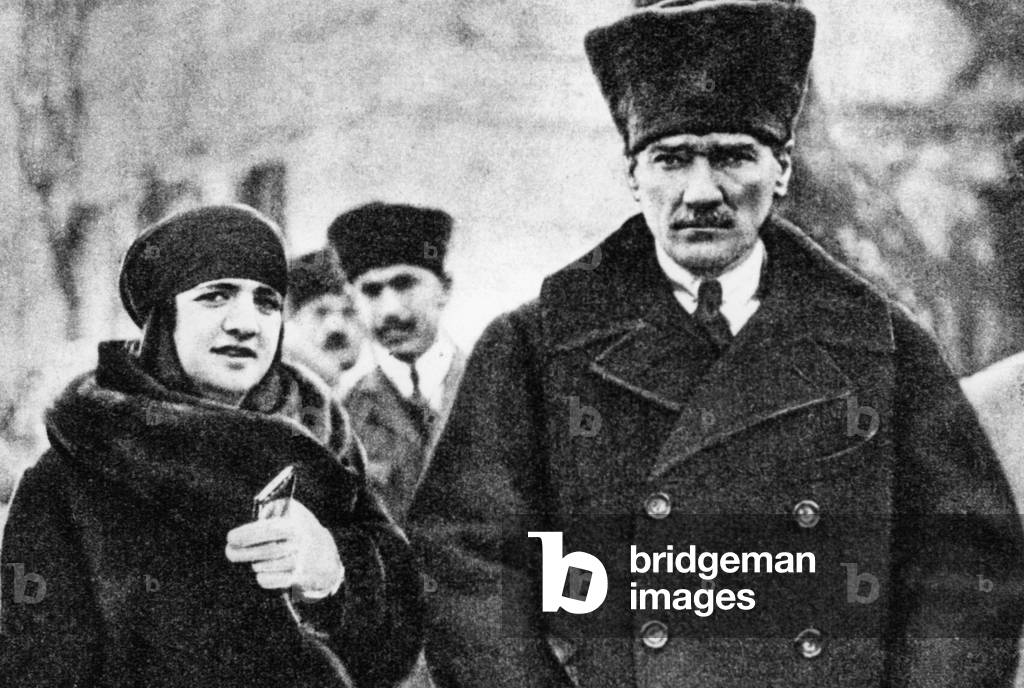 Mustafa Atatuerk with wife Latife Hanim, 1920s (b/w photo)
