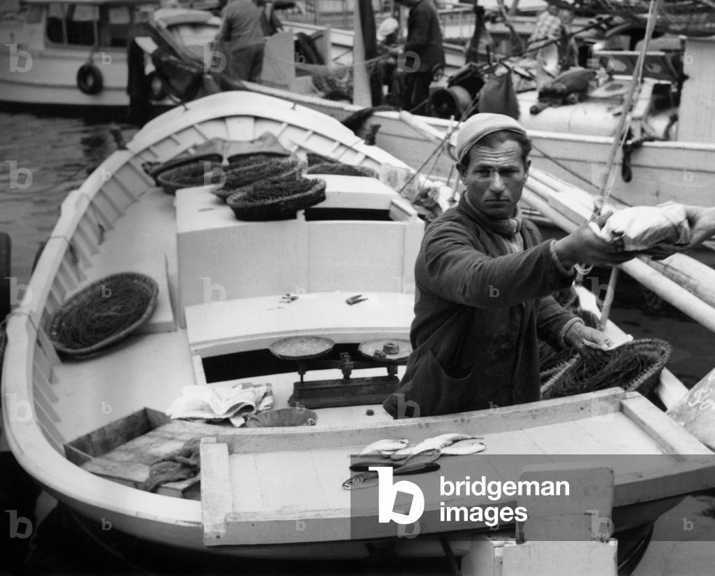 Fisher in Marseille, 1963 (b/w photo)