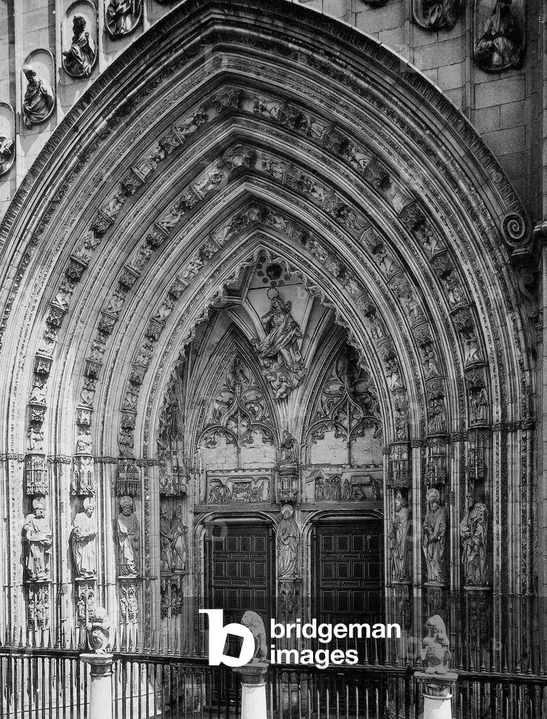 Portal of the Cathedral of Toledo, 1899 (b/w photo)