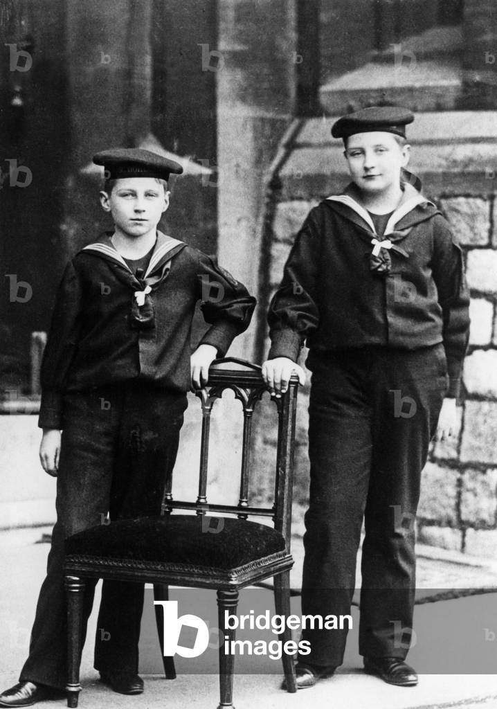 Prince August William and Prince Oskar, 1899 (b/w photo)
