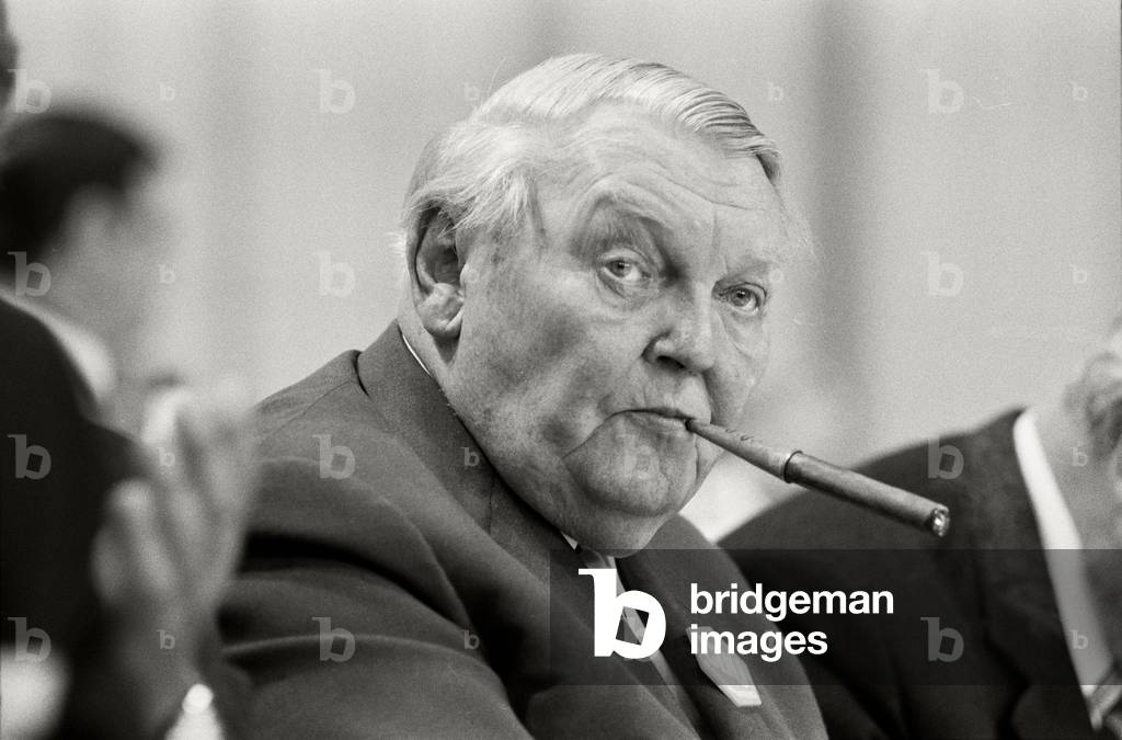 Ludwig Erhard at the CDU party congress in Hamburg, 1973 (b/w photo)