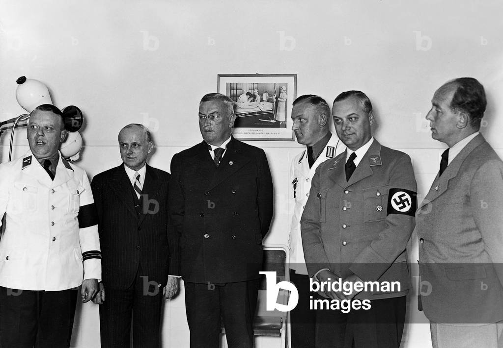 Franz Guertner, Alfred Rosenberg and Roland Freisler, 1937 (b/w photo)