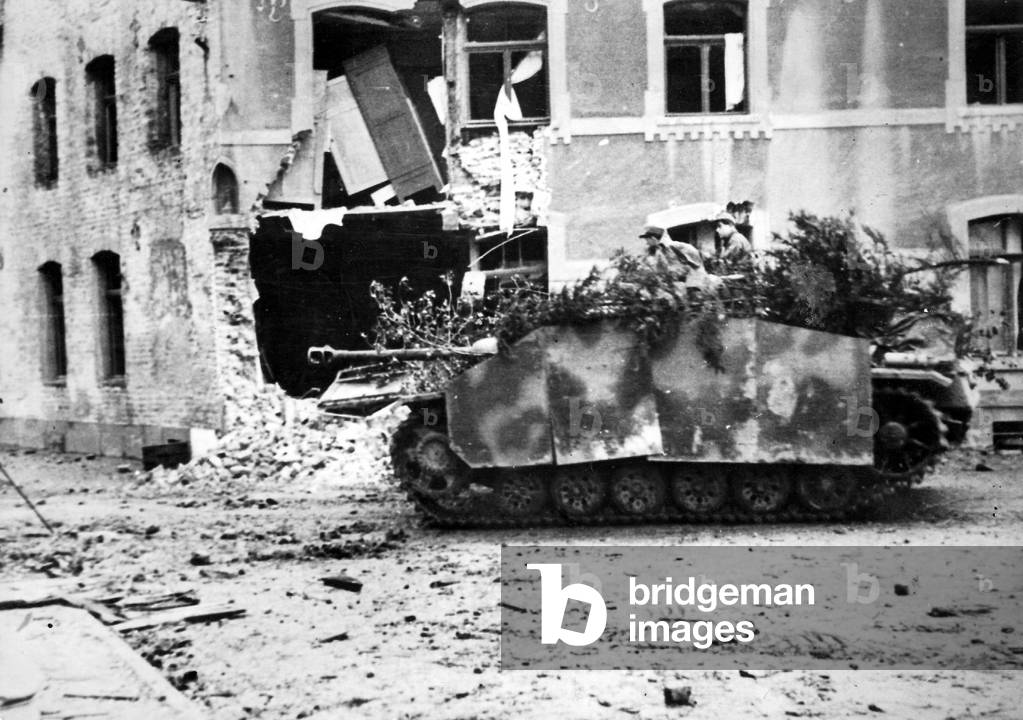 German assault gun III at Aachen, 1944 (b/w photo)