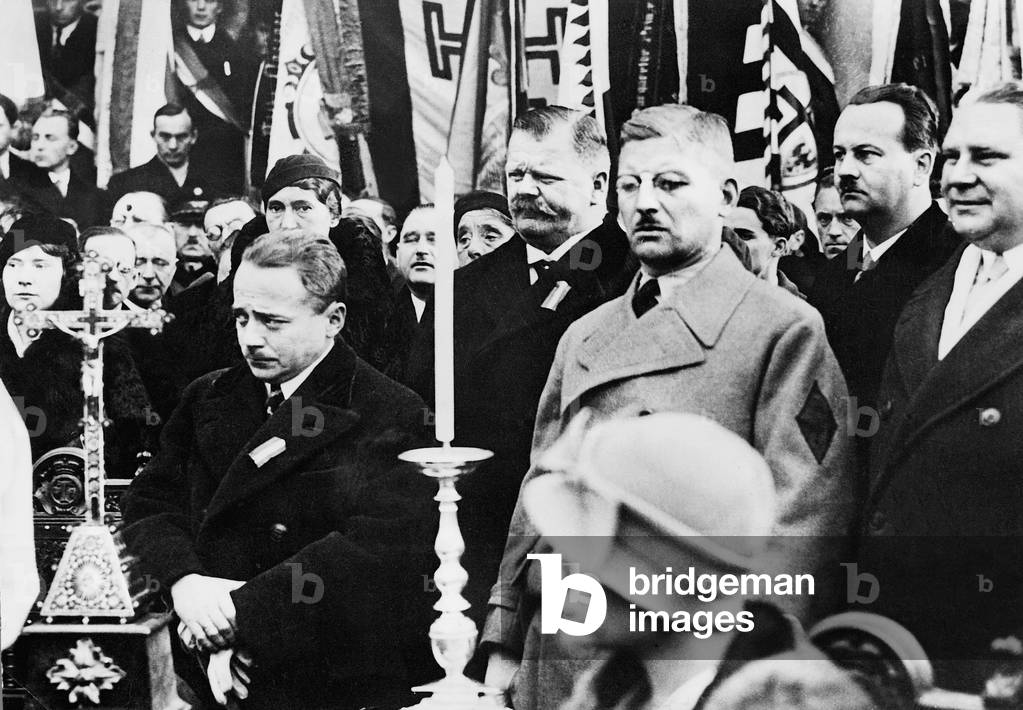 Engelbert Dollfuss and Kurt von Schuschnigg in Tulln, 1934 (b/w photo)