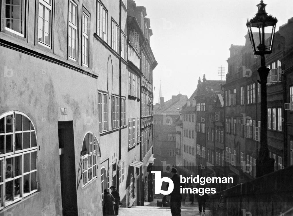 The New Castle Stairs in Prague, 1936 (b/w photo)