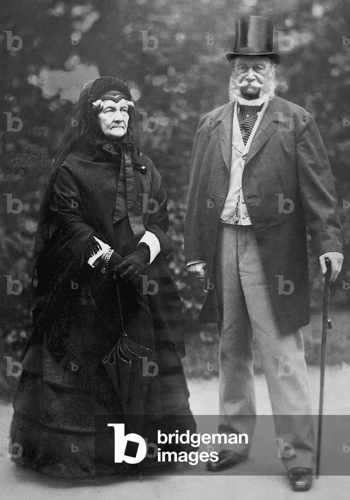 Kaiser Wilhelm I with Grand Duchess Alexandrine von Mecklenburg, 1883 (b/w photo)