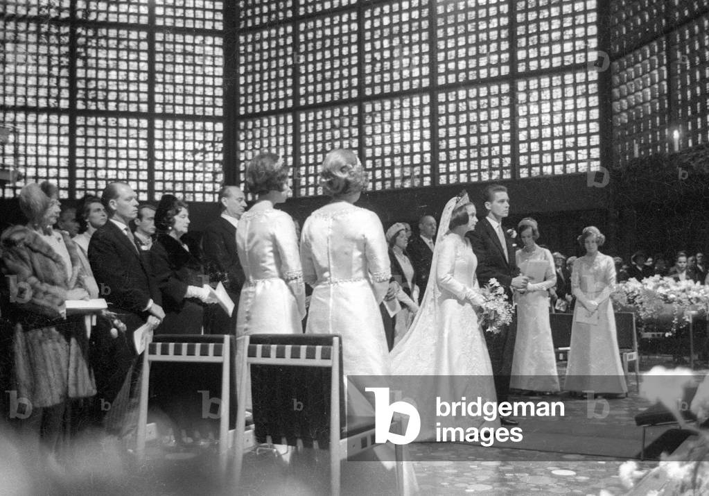 The wedding of Duke of Oldenburg in the Kaiser Wilhelm Memorial Church, 1965 (b/w photo)