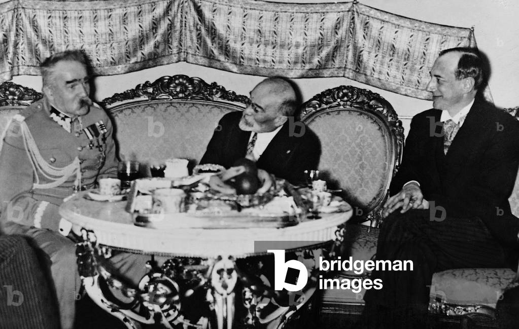 Jozef Pilsudski, Jean-Louis Barthou and Jozef Beck, 1934 (b/w photo)