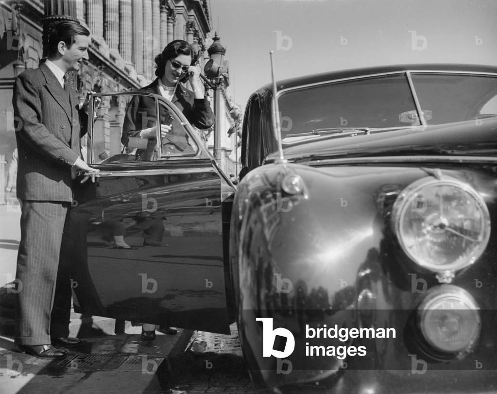 Peter and Alexandra of Yugoslavia in Paris, 1955 (b/w photo)