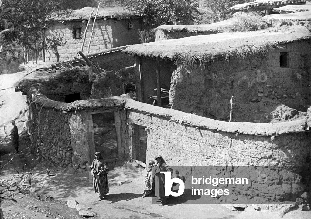 House in a village in Tajikistan, 1939 (b/w photo)