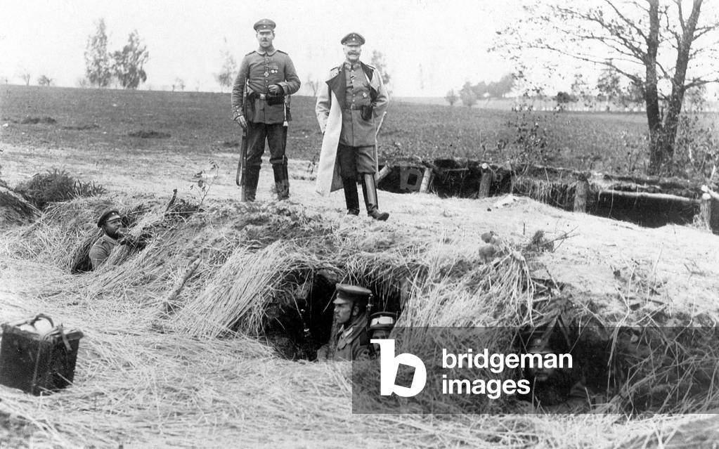 Captured Russian emplacements after the Battle of Tannenberg, 1914 (b/w photo)