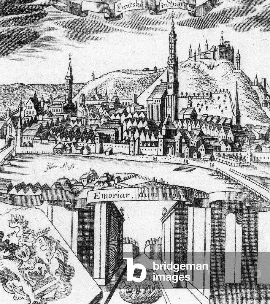 Landshut around 1800 (b/w photo)