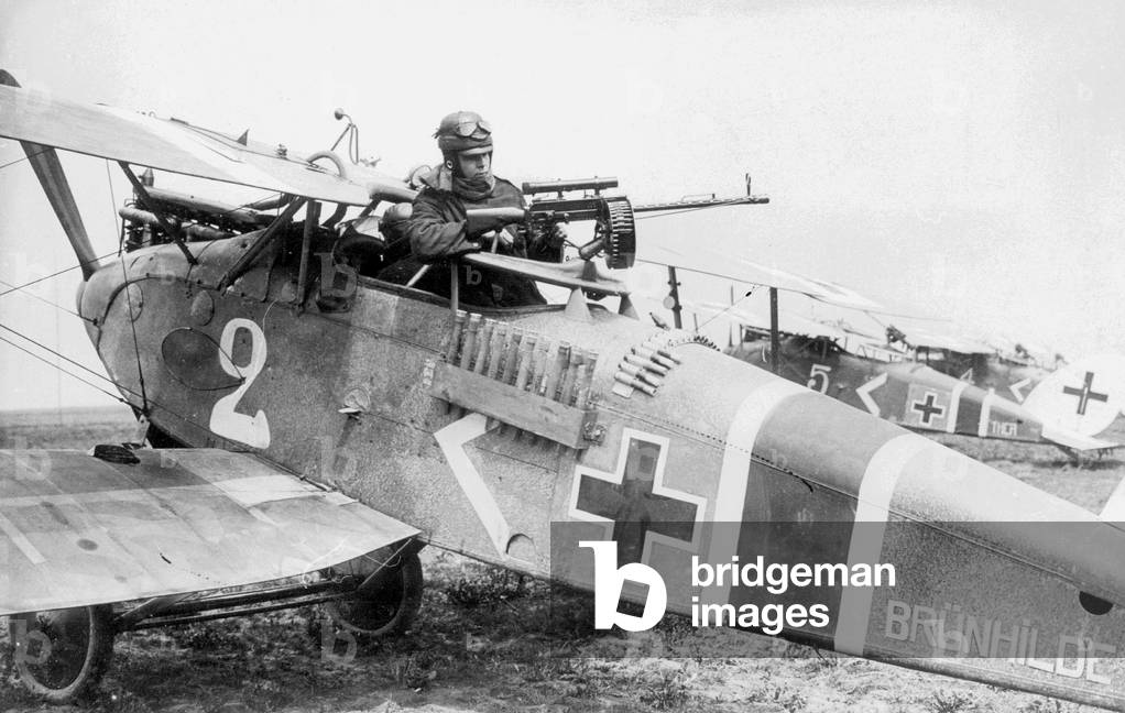 German Ground Attack Aircraft at the Western Front during World War I  (b/w photo)
