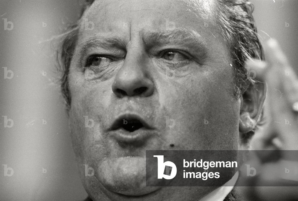 CSU Party Leader Franz Josef Strauß at the CDU party convention, 1971 (b/w photo)