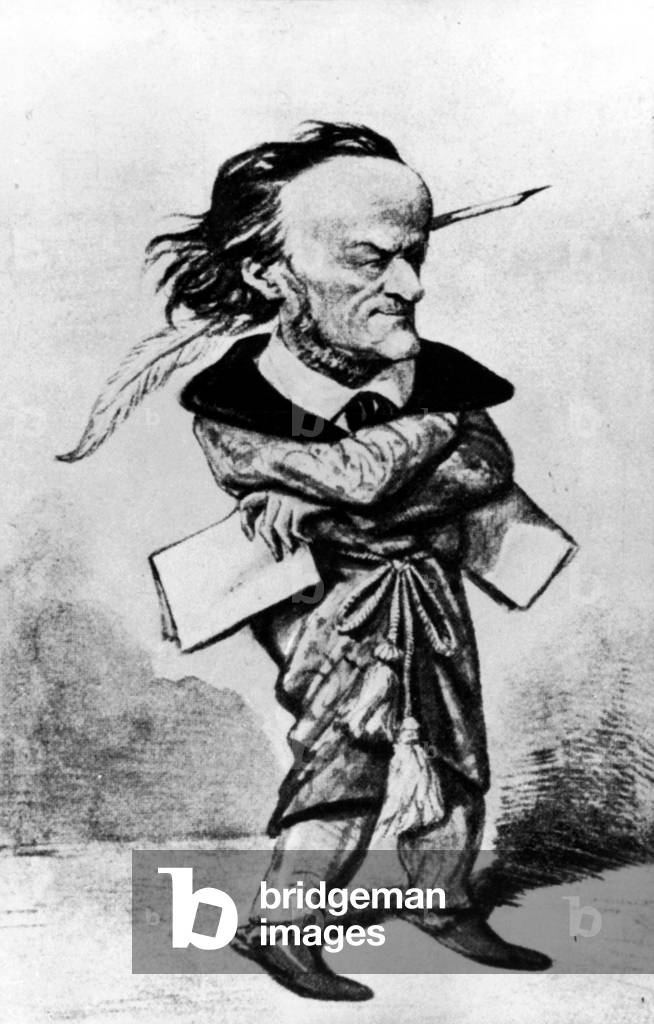 Caricature of Richard Wagner (b/w photo)