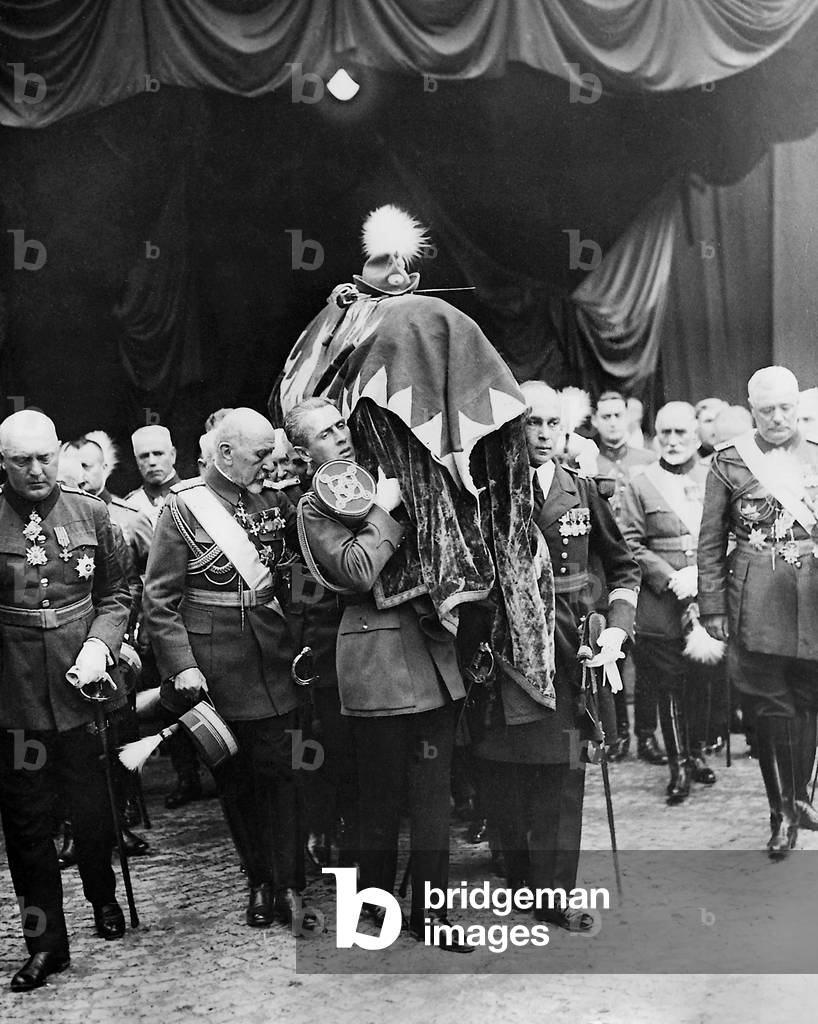 Funeral of the late King Ferdinand I of Romania, 1927 (b/w photo)