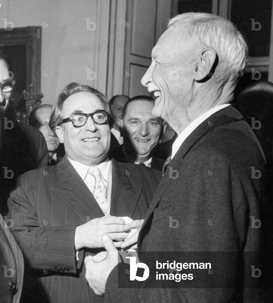 Crown Prince Rupprecht von Bayern and Josef Baumgartner from the Bavaria Party, 1953 (b/w photo)