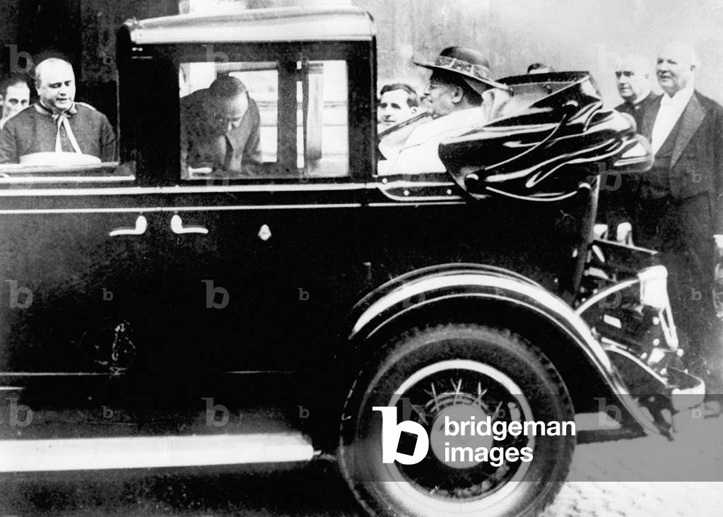 Pope Pius XI in the car, 1929 (b/w photo)