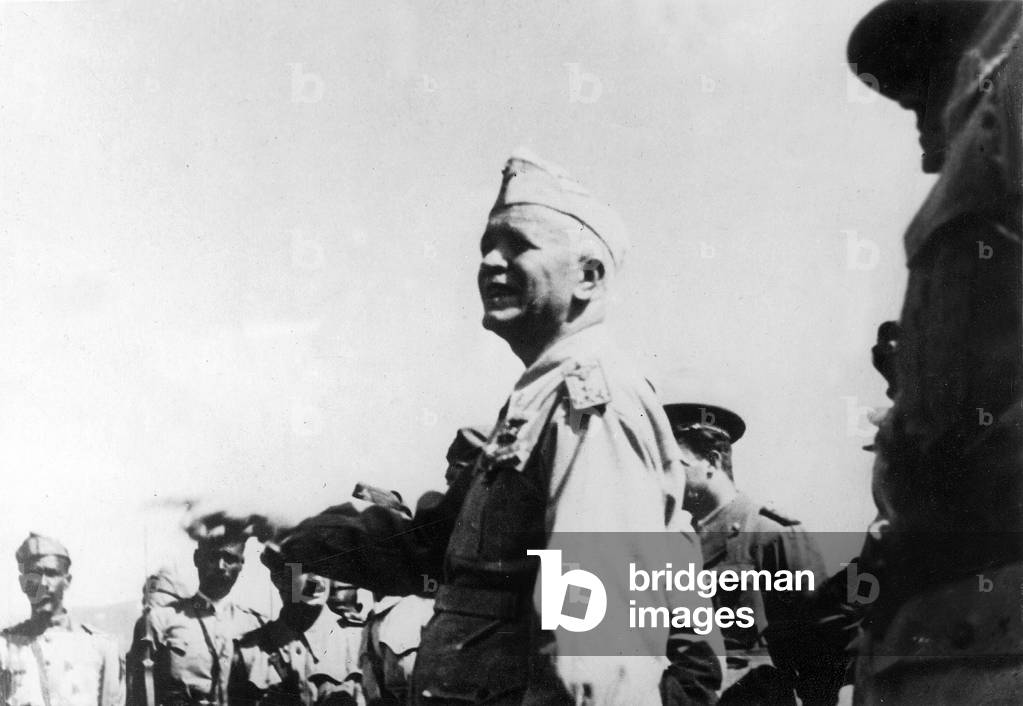 Marshall Pietro Badoglio in Addis Ababa, 1936 (b/w photo)