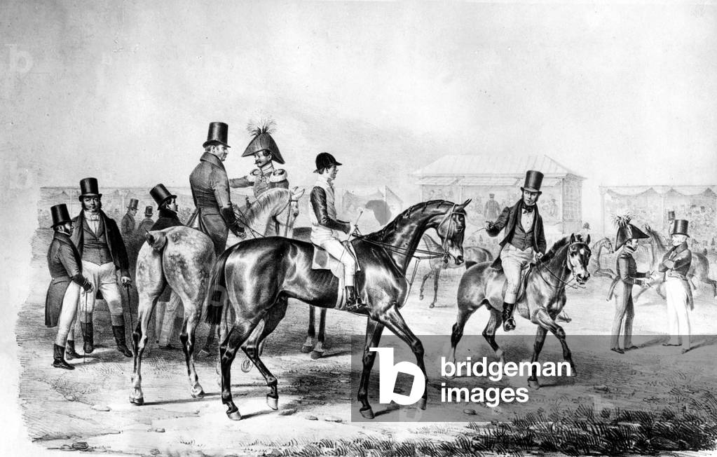 Horse sports: Berlin race track (b/w photo)