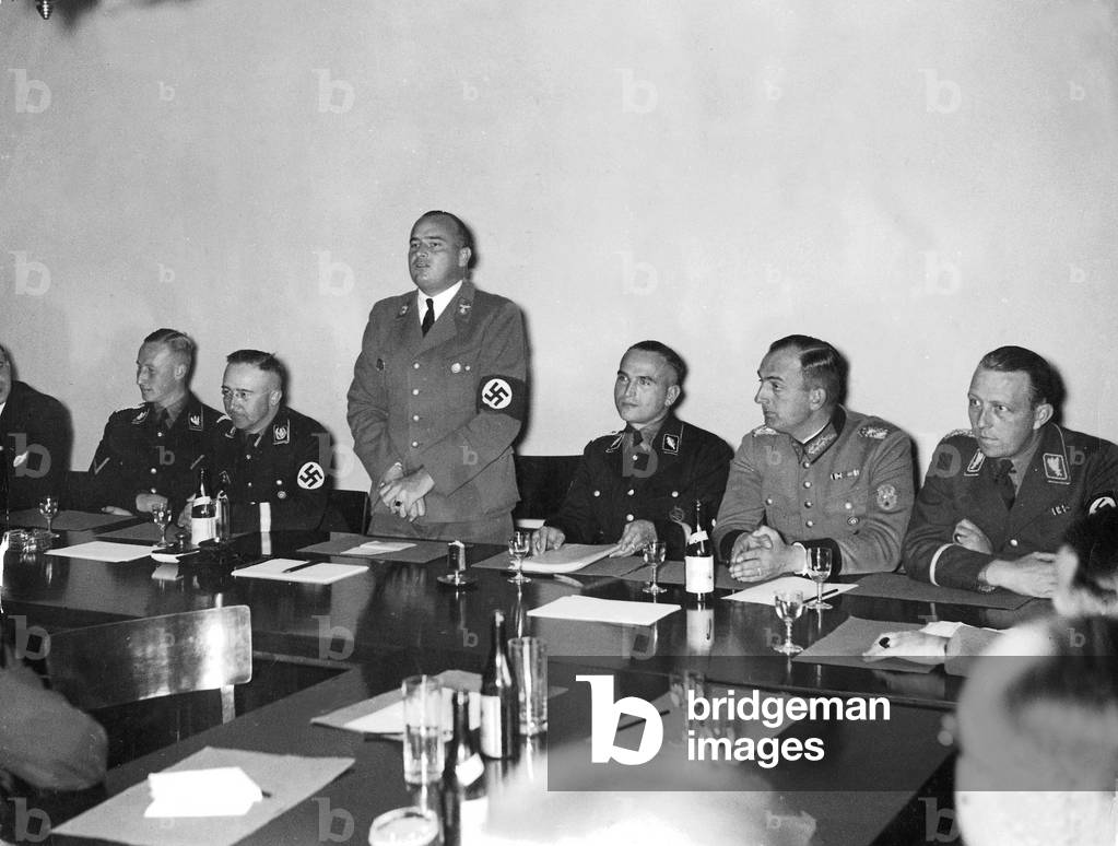 Heydrich, Himmler, Frank, Best, Daluege, Helldorf, 1936 (b/w photo)