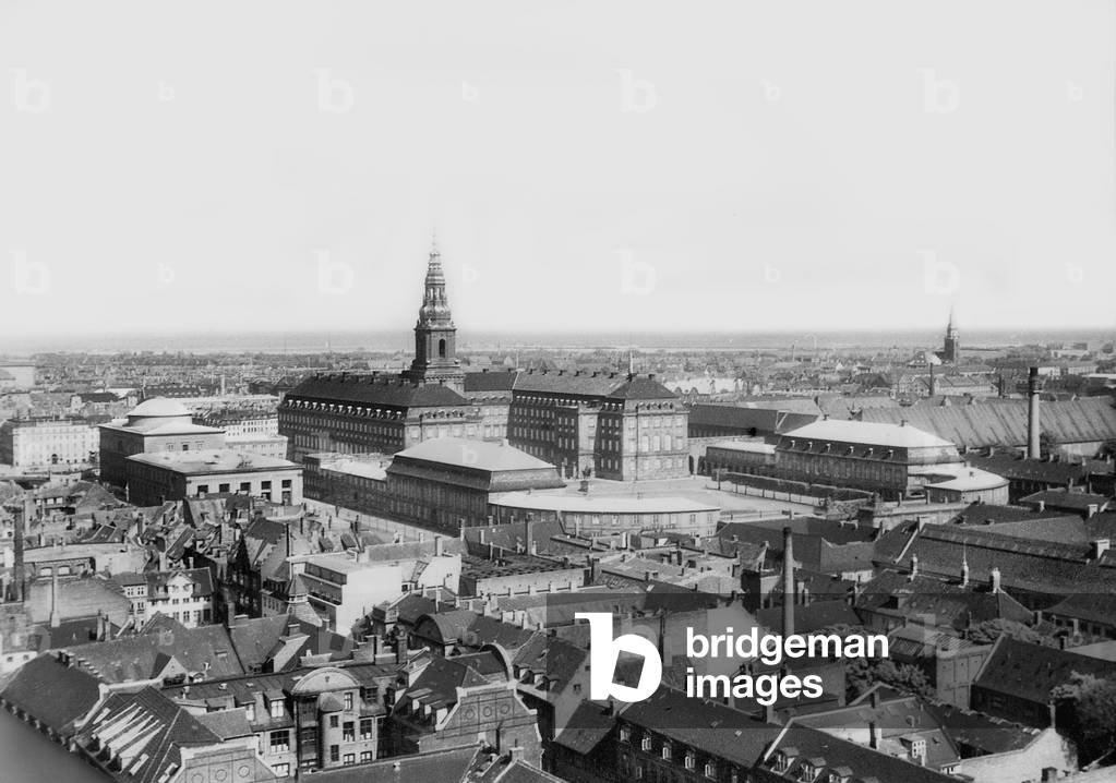 The Christiansborg Palace in Copenhagen, 1940 (b/w photo)
