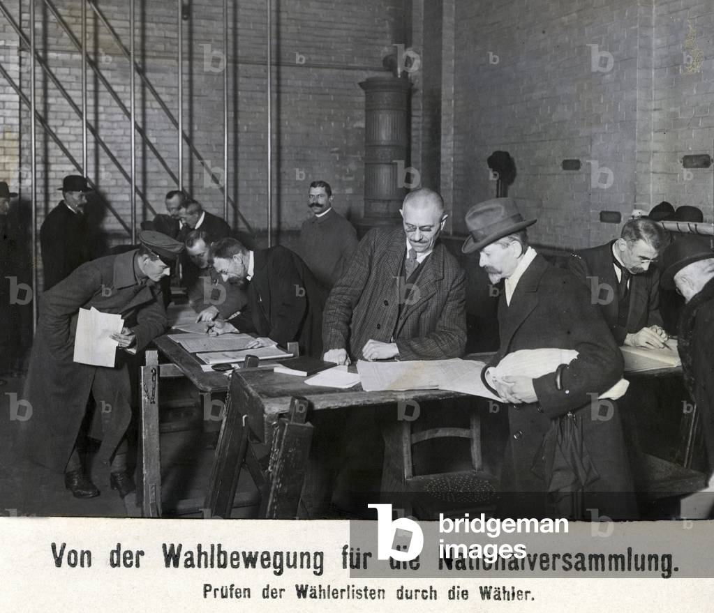 Voters checking the electoral lists, 1919