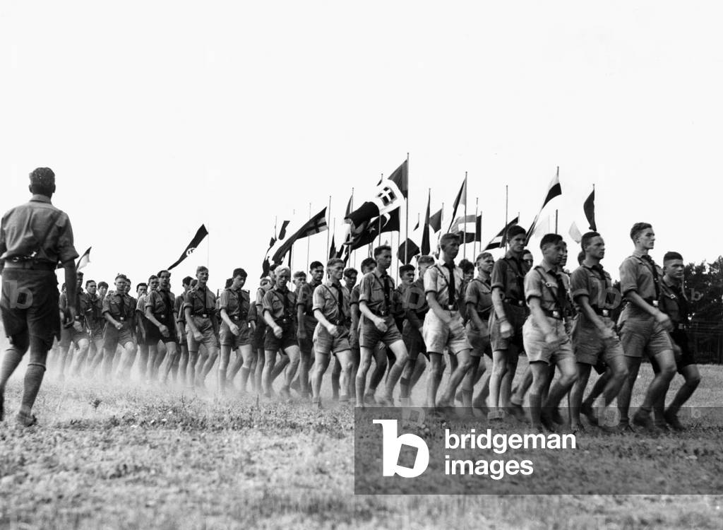 German expats in the Hitler Youth camp in Kuhlmuehle, 1935 (b/w photo)